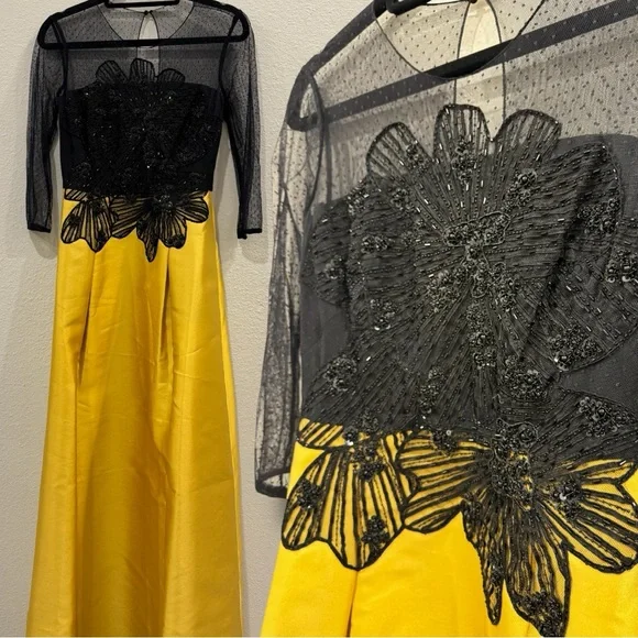 SACHIN + BABI Elegant Evening Dress beaded mesh details